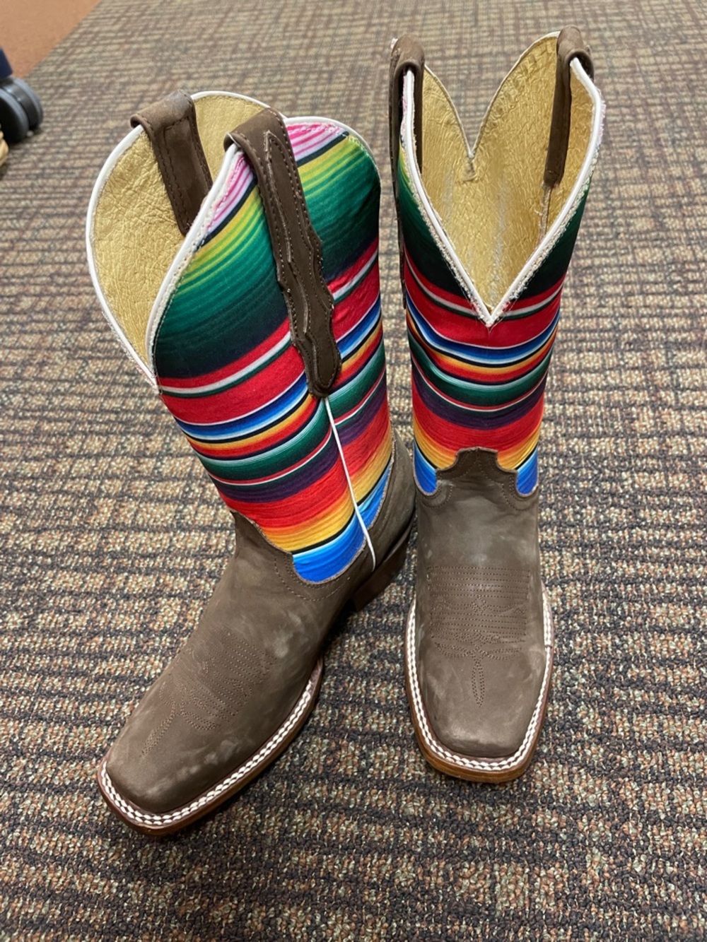 El General Cowboy Boots with Multicolor Serape Shaft Made in Mexico Wms 8- EUC! - Picture 5 of 11